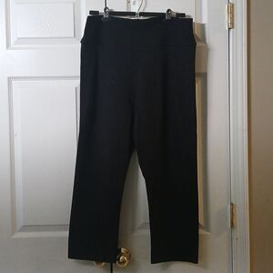 LOGO by Lori Goldstein wide band pullon black cropped pants  Sz LP